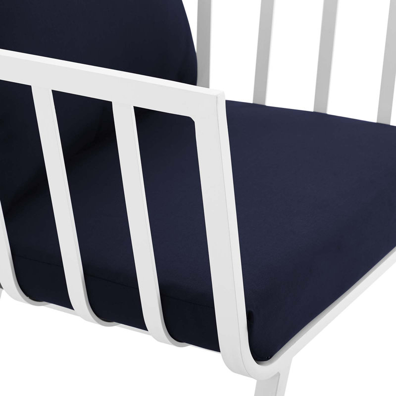 Riverside Outdoor Patio Aluminum Armchair, Navy/White