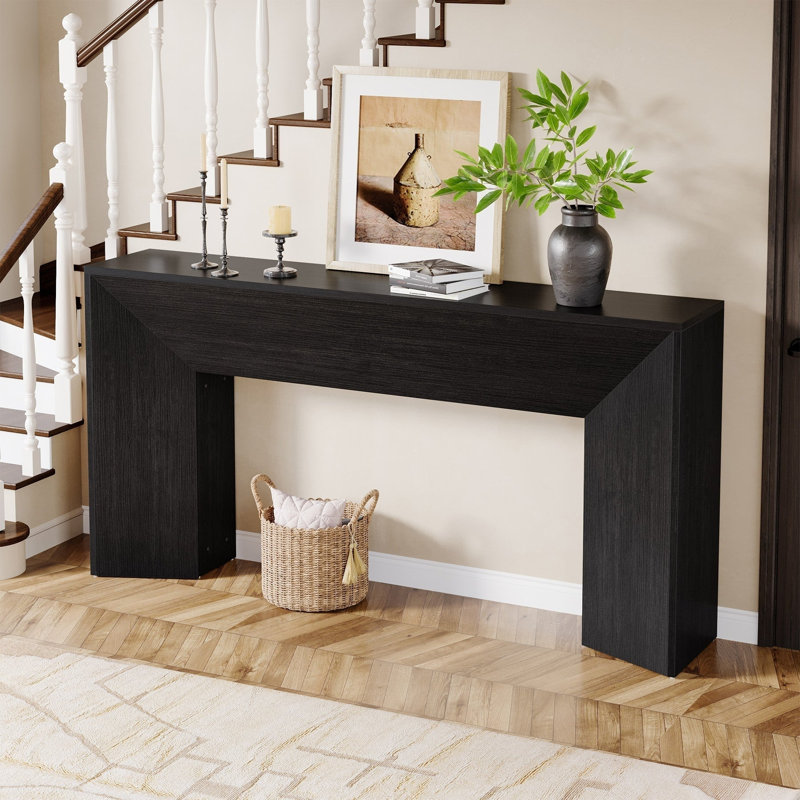 Console 63 po, table de couloir avec canapé en bois