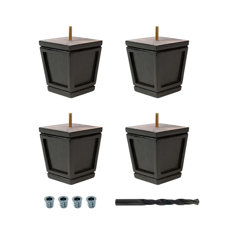 Ensemble de 4 pieds carrés en bois massif espresso H 4-1 / 2 po x 4 po, Espresso