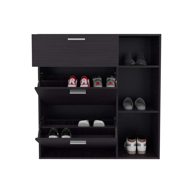 Wenge 1-Drawer Shoe Storage Cabinet With 2 Tilt-Out Drawers