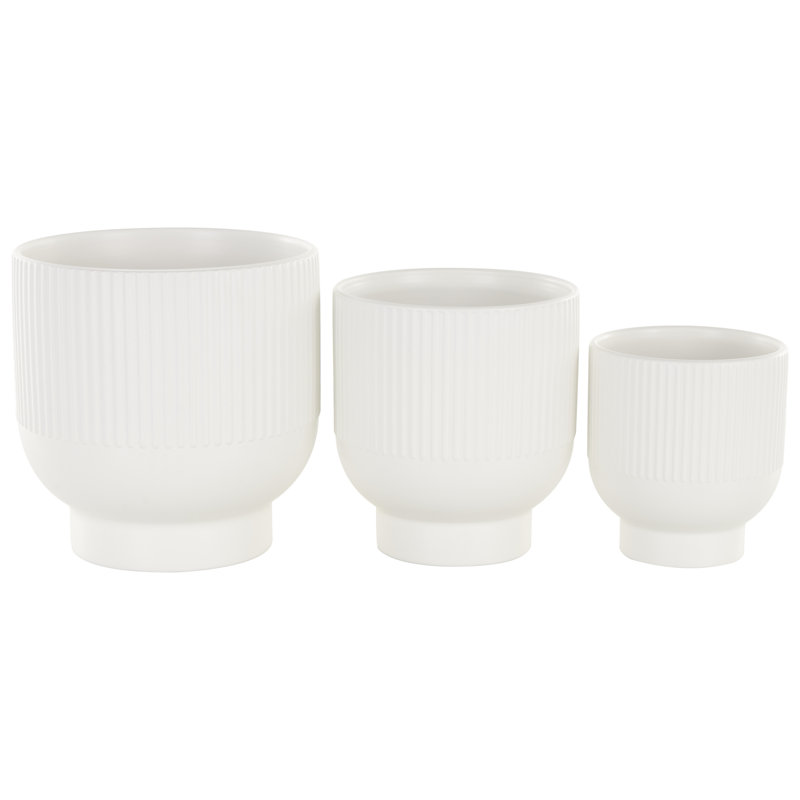 Ceramic Planter, White, 8.8" H x 8.5" W x 8.7" D