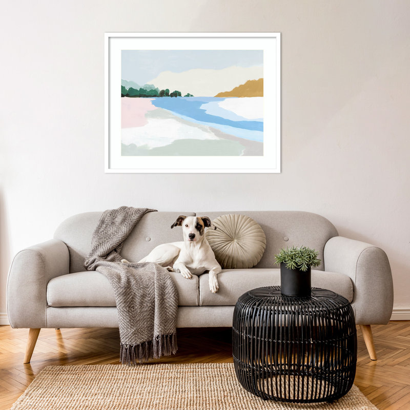 «Soft Coastal II» par Z Isabelle - peinture encadrée, Blanc, H 33 po x l 41 po