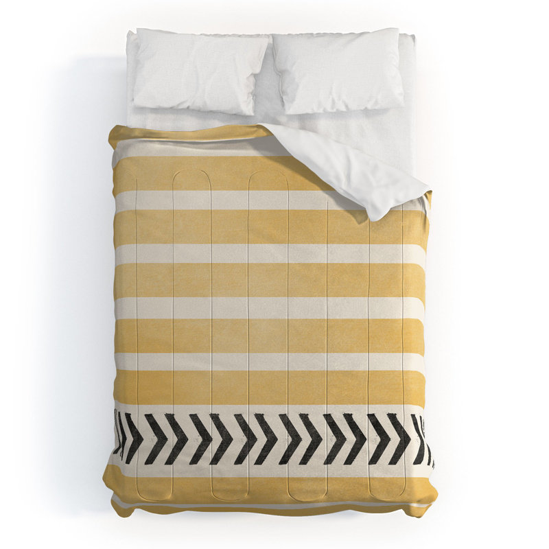 Yellow Stripes and Arrows Duvet Cover Set, Queen Duvet Cover + 2 Standard Shams