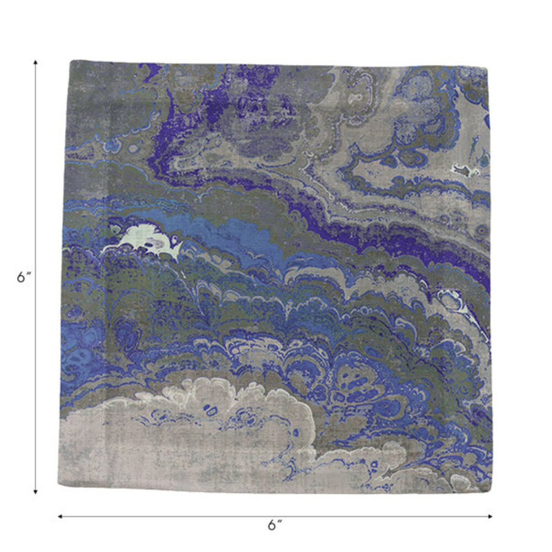 Agate Cotton Sateen Cocktail Napkins, Sodalite