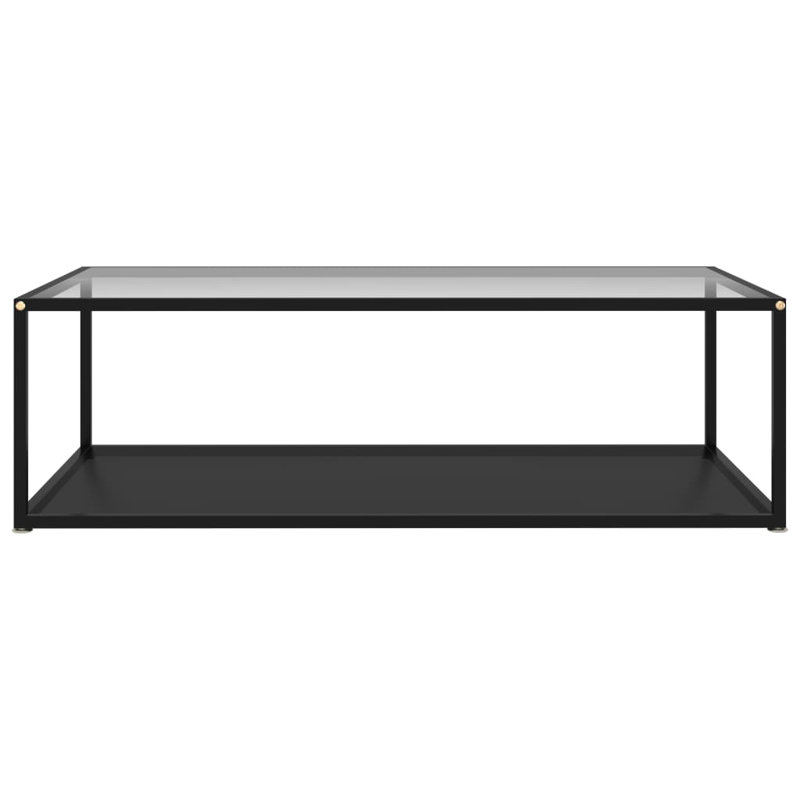Table basse à cadre simple avec rangement, Transparent, Noir, noir, noir, noir, H 13,8 po x L 47,2 po x l 23,6 po