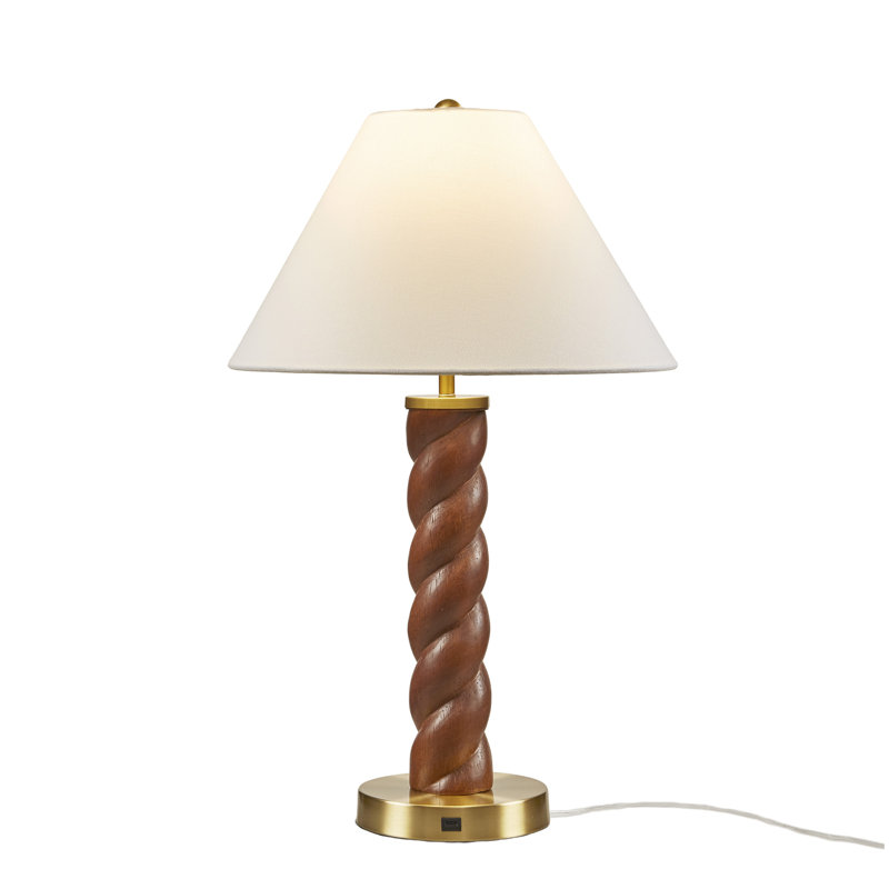 Lampe de table 1 pièce en céramique texturée avec abat-jour cannelé