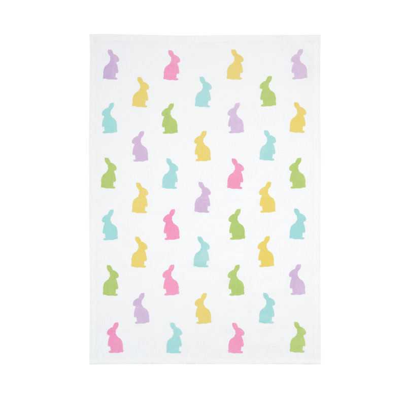 Serviette Bunny Hop, Lapin rose / vert / blanc