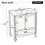 Meuble-lavabo cannelé élégant avec lavabo en céramique, boîte simple, pieds en bois massif, portes et tiroir à fermeture en douceur, tablette de porte, noir, meubles-lavabos
