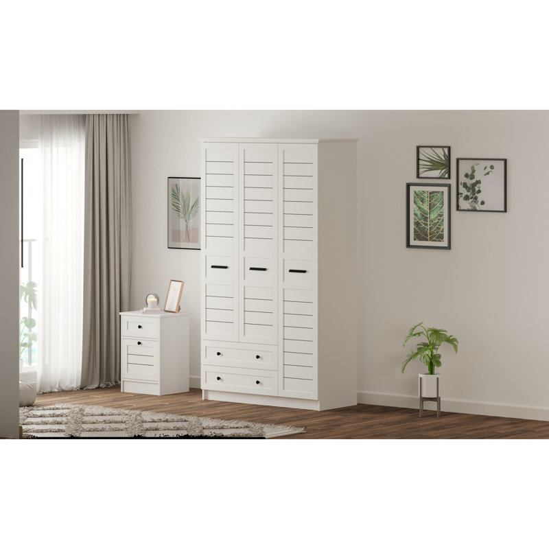 Kuala 3 Door Manufactured Wood Wardrobe, 184cm H x 105cm W x 52cm D