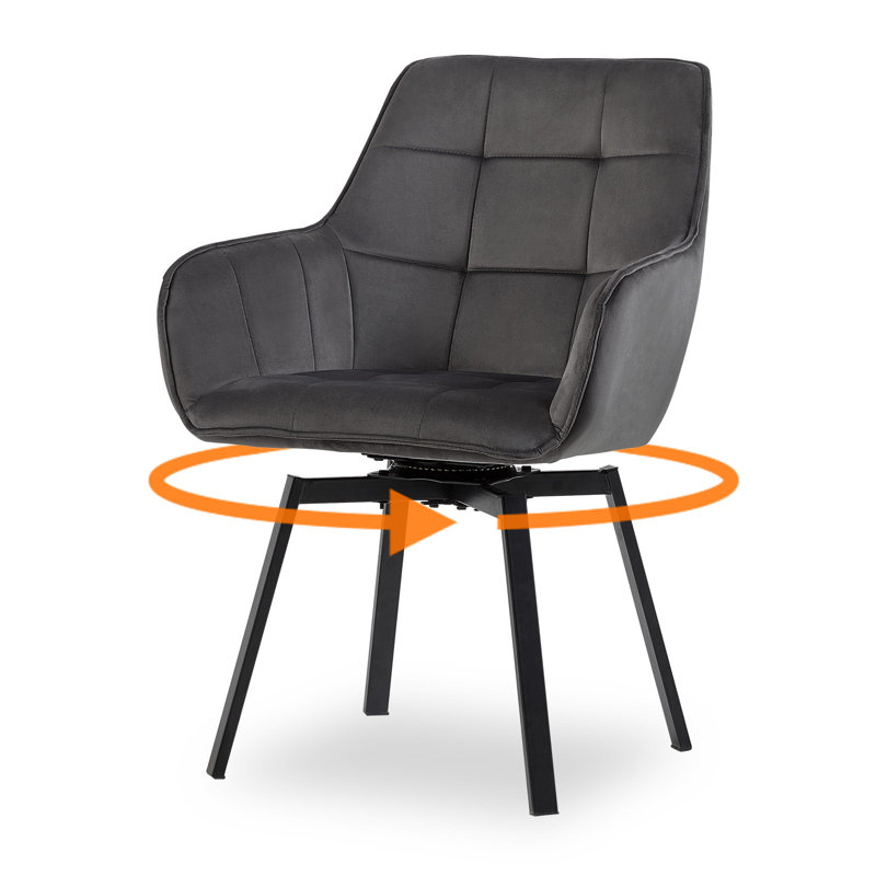 Abigailgrace 48cm H Velvet Upholstered Dining Chair, Dark Grey