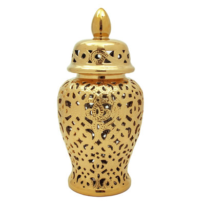 24" Spiral Lattice Temple Jar - Gold
