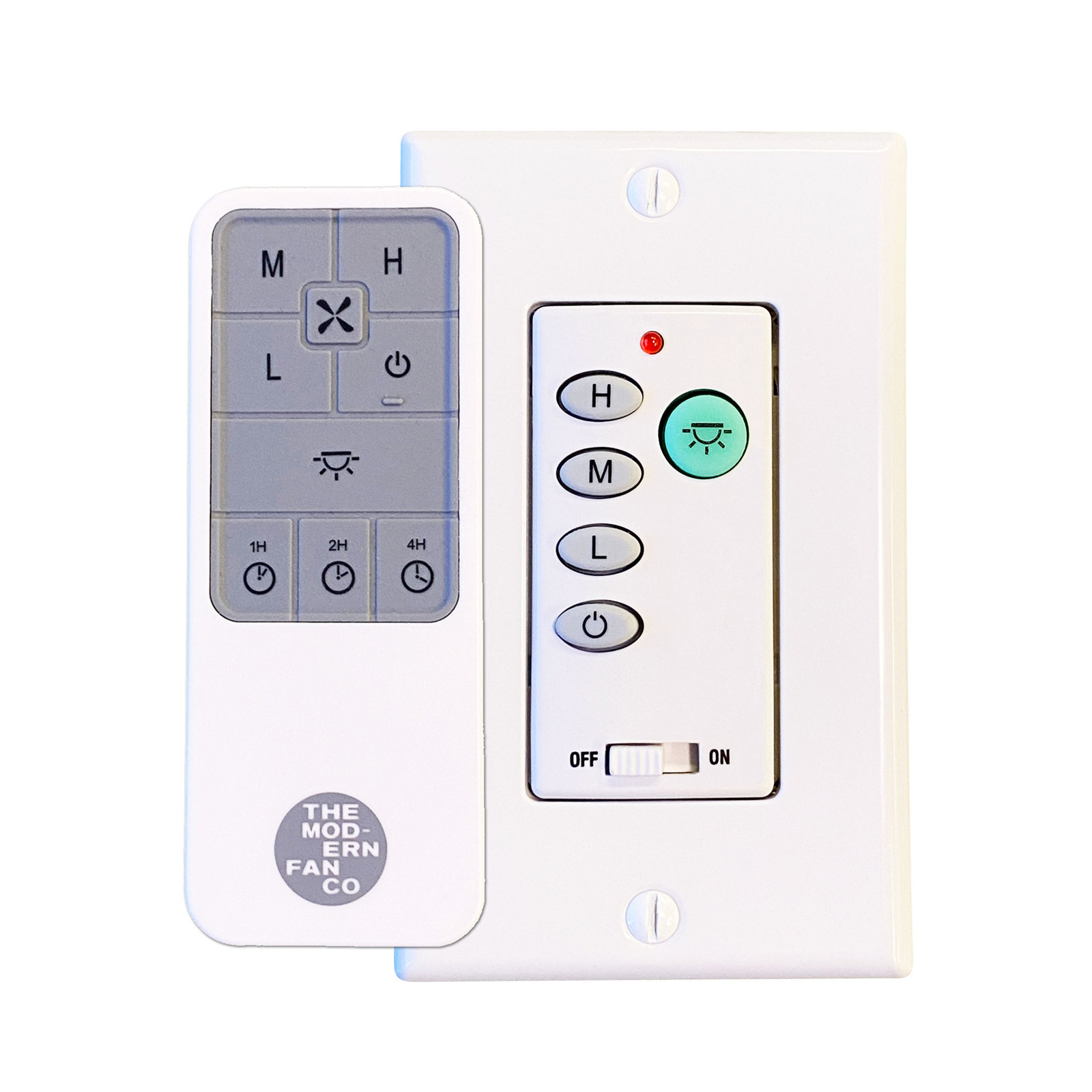 Ball 52" Ceiling Fan with LED Light Kit, Gloss White, White, Wall Control with Remote Handset (2-wire)