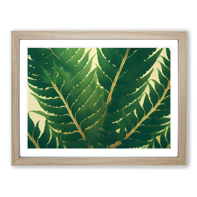Evolving Fern Leaf - Framed Print, 25cm H x 34cm W x 2cm D, Oak