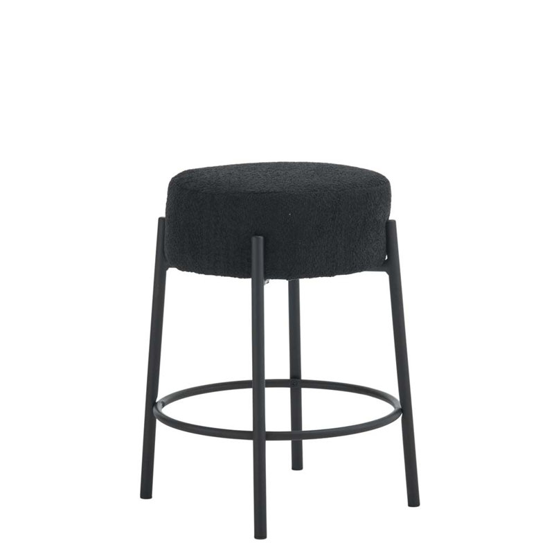 Breana 24" Fabric Upholstered Bar Stools, Black, Black