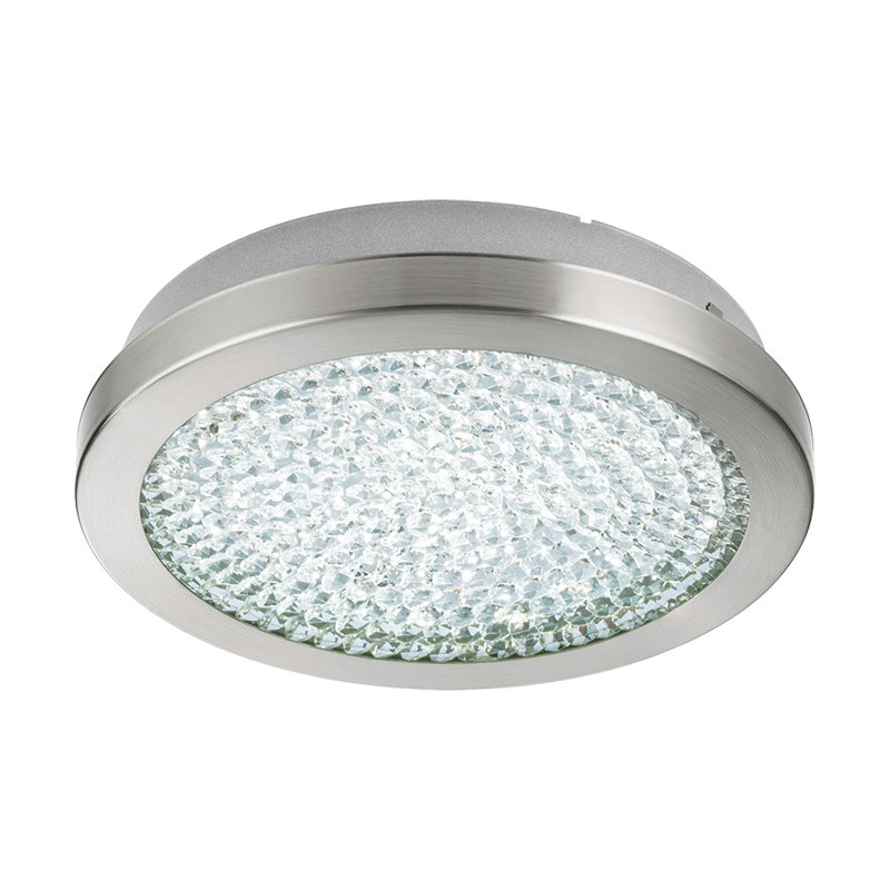 Plafonnier semi-encastré 1 lumière DEL Christal, Nickel mat, 11 pouces