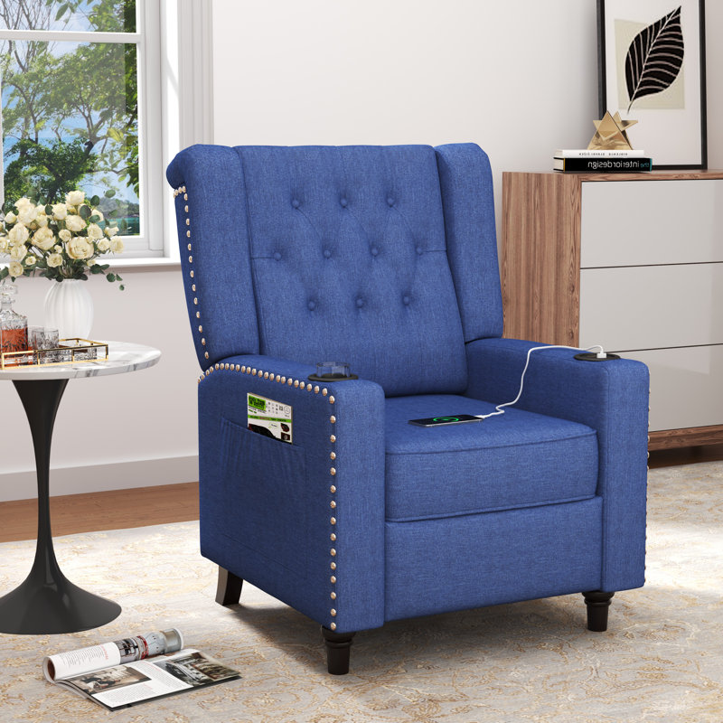 Fauteuil inclinable manuel standard Newton St Loe, Mélange de lin bleu