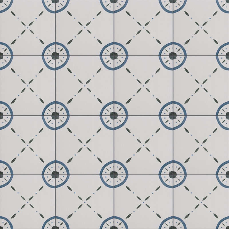 Carreau de porcelaine Santorini, Bleu