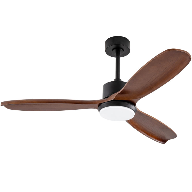 Ventilateur de plafond en bois avec lumières et télécommande, ventilateurs de plafond silencieux à 3 pales pour moteur de patio, salon, chambre à coucher, bureau, intérieur extérieur