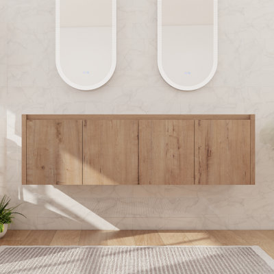60" Wall Mounted Bathroom Vanity Base With 4 Doors