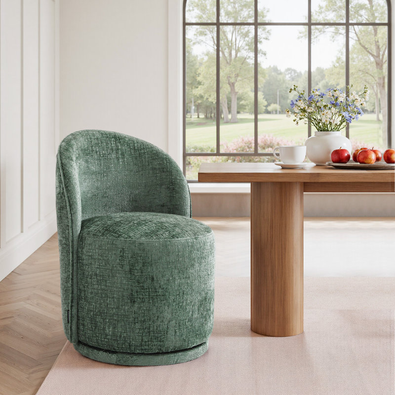 Chaise pivotante intégrée en tissu, Chenille verte