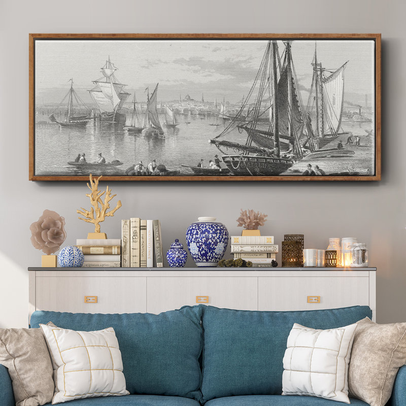 City of Boston - toile encadrée, H 20 po x l 50 po