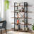 Industrial 5-Tier Bookcase, Metal Frame Open Shelf with X-Back Design, 71" Tall Storage Shelves for Living Room, Home Office, Rustic Brown & Black-804934530