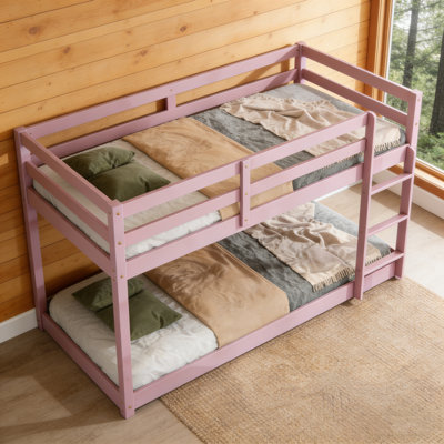 Lits simples superposés en bois massif avec échelle