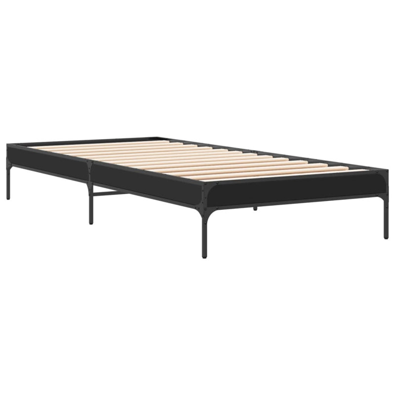 Vidaxl Bed Frame Metal, Black, European Single (90 x 200cm)