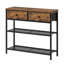 Narrow Console Sofa Table with Two Mesh Storage Shelves