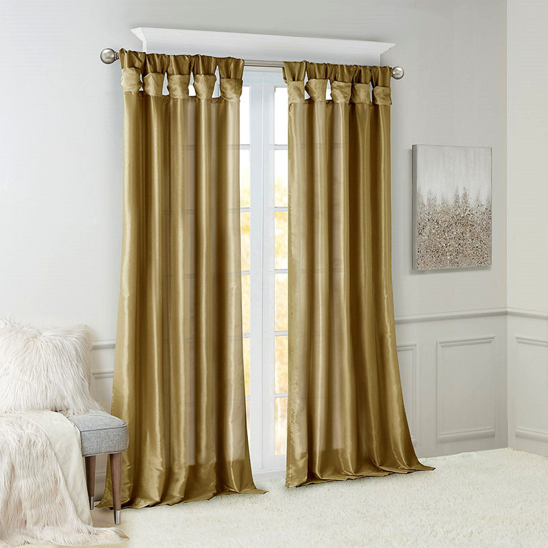 Twist Tab Lined Window Curtain Panel 50X95", 50.03" W x 95.03" L, Bronze