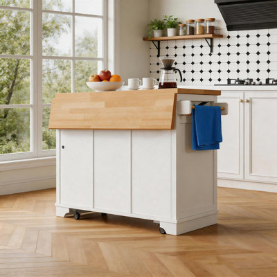 121 cm W Kitchen Island with Wheels