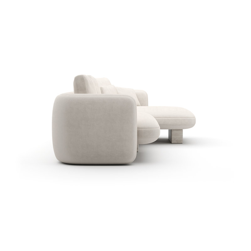 *Overlap Right Chaise Sec Small Ecru, Right Hand Facing, White Polyester Blend