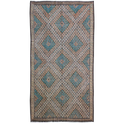 Tapis unique turquoise / brun clair / brun / ivoire 6 pi x 11 pi 6 po Jijim
