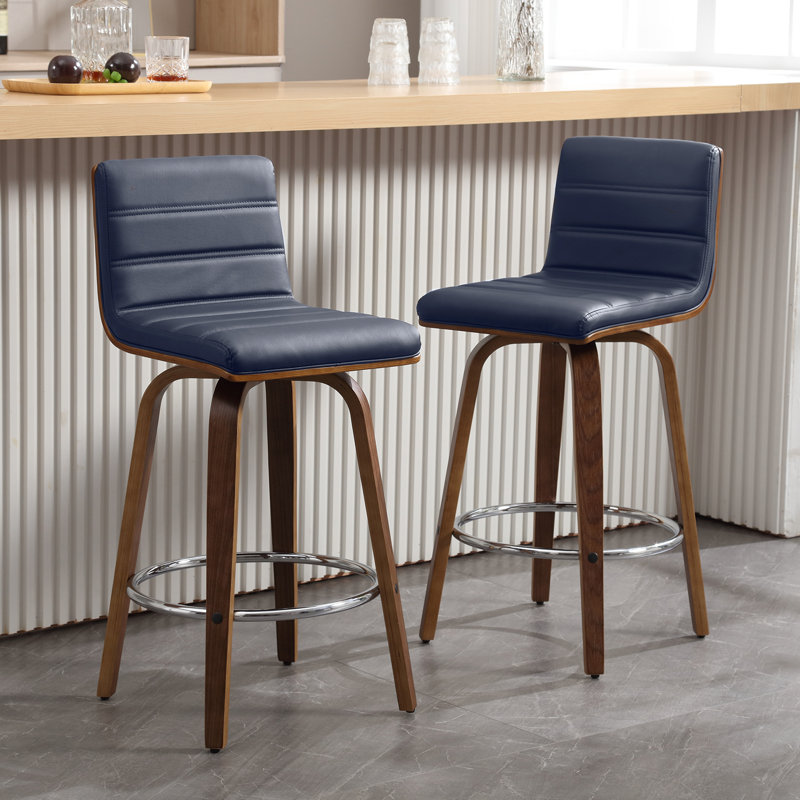 Mariea Upholstered Swivel Counter & Bar Stool, Counter Stool (26" Seat Height), Blue