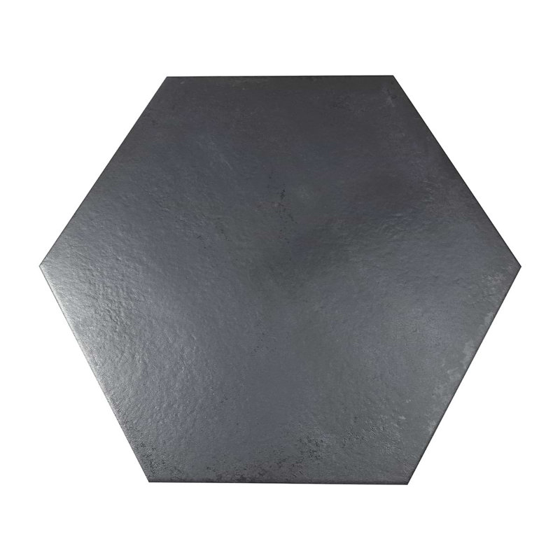 Angela Harris Flatiron 20" Large Hexagon Matte Porcelain Tile, Black