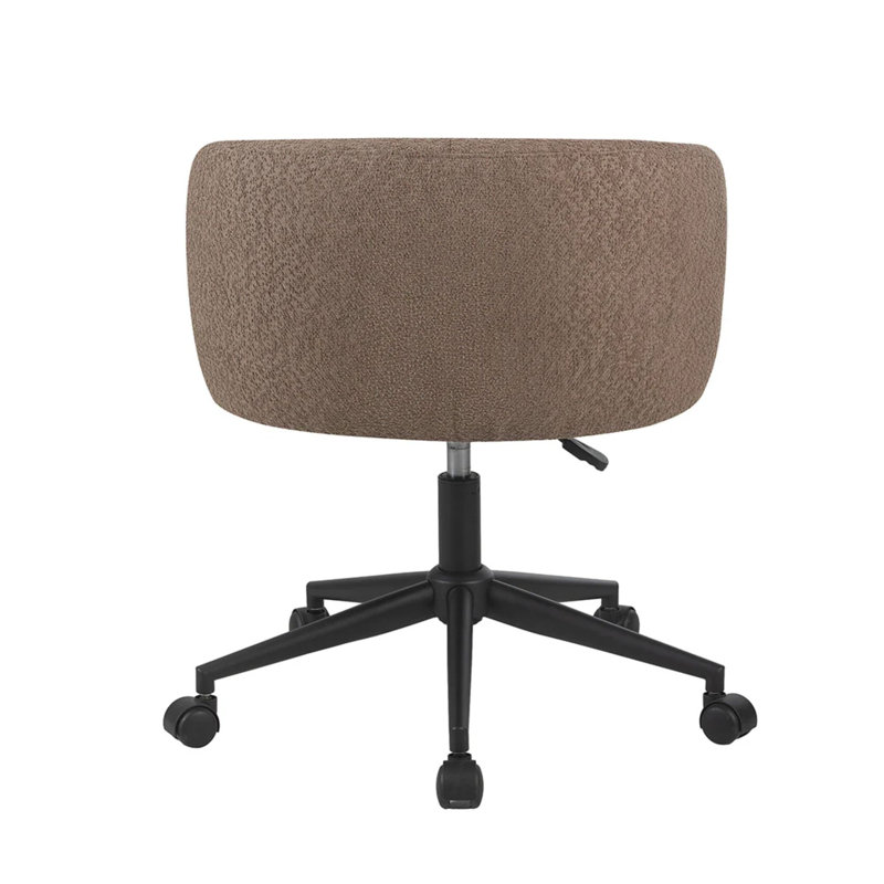 Kaylee Swivel Vanity Chair With Wheels, Soft Boucle Fabric Tufted Barrel Back, 360 Degree Spinning, Sand