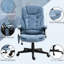 Fauteuil de bureau avec options de vibration et de chauffage - Massage lombaire par fatigue, massage par ordinateur inclinable, accoudoir en cuir PU bleu