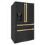 Zline 36 In. Autograph Edition 4-door Refrigerator In Black Stainless W/ Flat Gold Handles