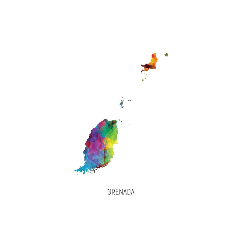 Grenada Map by Michael Tompsett - Wrapped Canvas Print, 30.48 cm H x 45.72 cm W