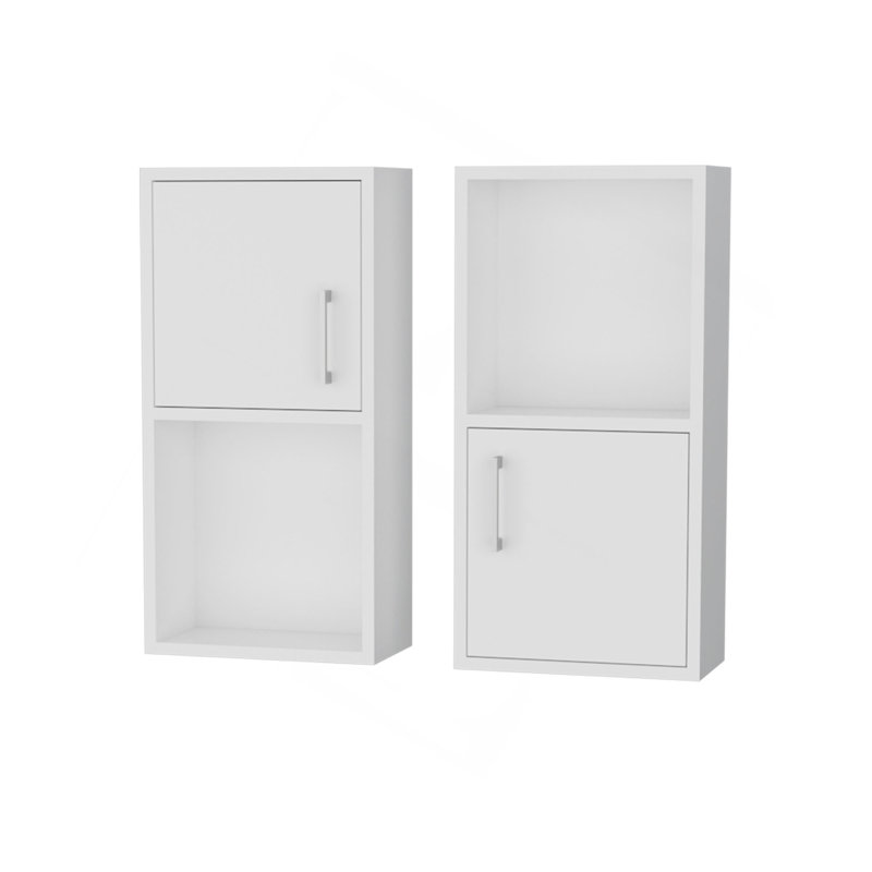 2 armoires à pharmacie avec rangement et tablette ouverte, Blanc