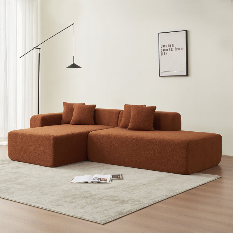 Modular Sectional Couch, Orange Sherpa