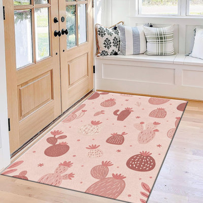 Blush Pink Cactus   area rugs for Living Room, Soft and Comfortable, Suitable for all seasons, easy to maintain, machine washable Indoor floor mat, Under Table Farmhouse suitable for Bedroom, Dining Room, Study,  Balcony, Home Decor Patio