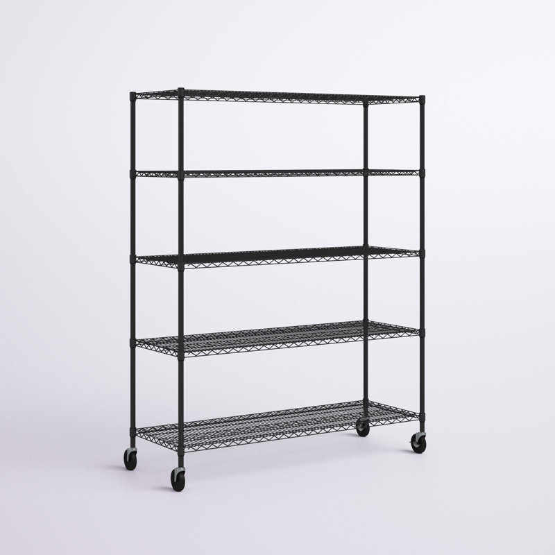 EcoStorage™ 60'' W Steel Height -Adjustable Shelving Unit with Wheels, Black Anthracite