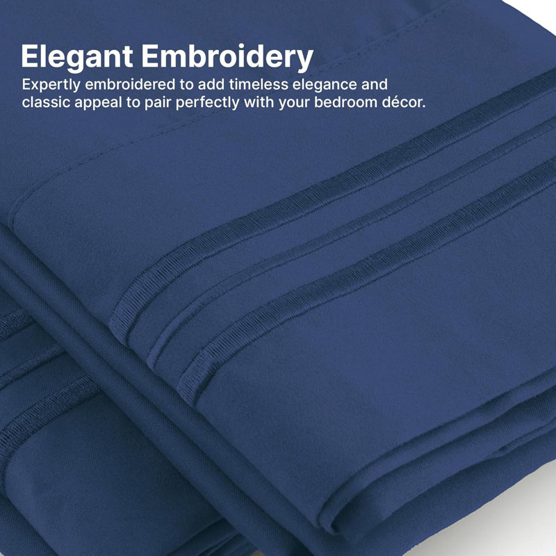 Navy Blue Twin XL Deep Pocket Microfiber Sheet Set