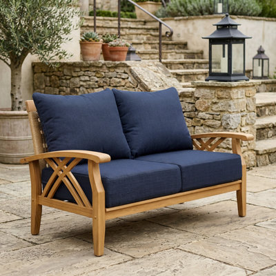 Cotesfield 54.25" Wide Outdoor Teak Loveseat with Cushions