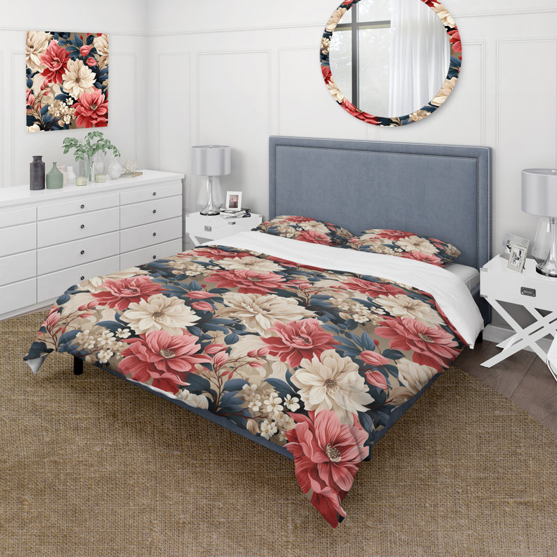 Ensemble de housse de couette Beige Pink Rustic Whispers, Housse de couette pour grand lit et 2 taies décor