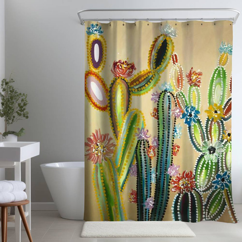 Floral – Polyester Shower Curtain, Dye Sublimation Print, 71" W × 74" L