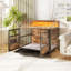 Cage pour chien multifonctionnelle avec rangement, grand cage pour chien en bois avec portes doubles, pour chien grand / moyen intérieur, brun-119726034