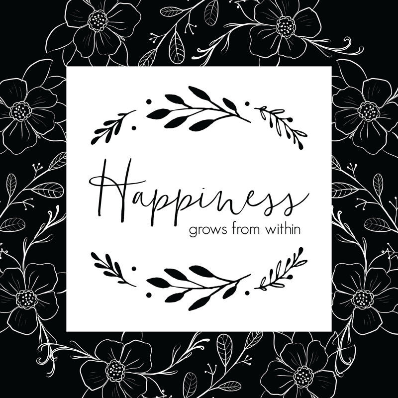 Black And White Happiness - Wrapped Canvas Print, 30cm H x 30cm W x 3.8cm D