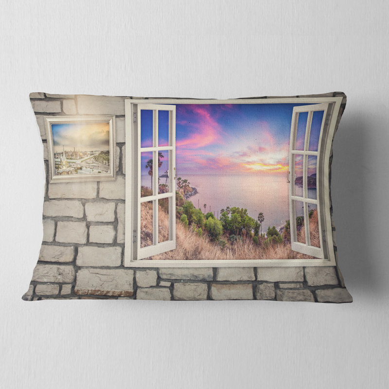 Coussin paysage avec fenêtre, Rectangle 12" x 20"